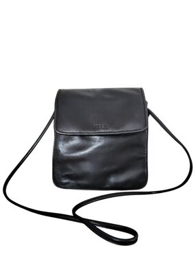 Fossil Black  Leather Small  Multi Organizer Crossbody Bag